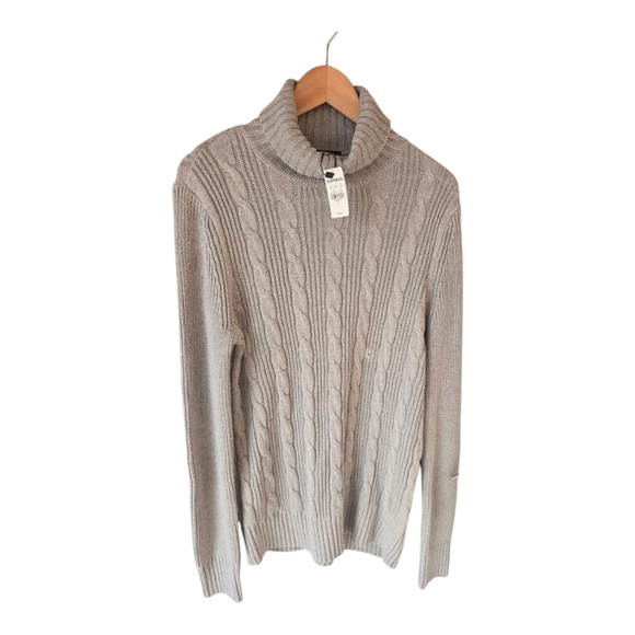 $79 Express Turtle Neck Cable Knit Sweater Sz Small Womens Gray Long Sleeve New - Picture 1 of 13